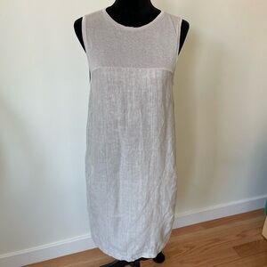 Tandem Gray Linen Mixed Media Dress w/ Pockets Style 6102 EUC Size IT 36/US 0/XS